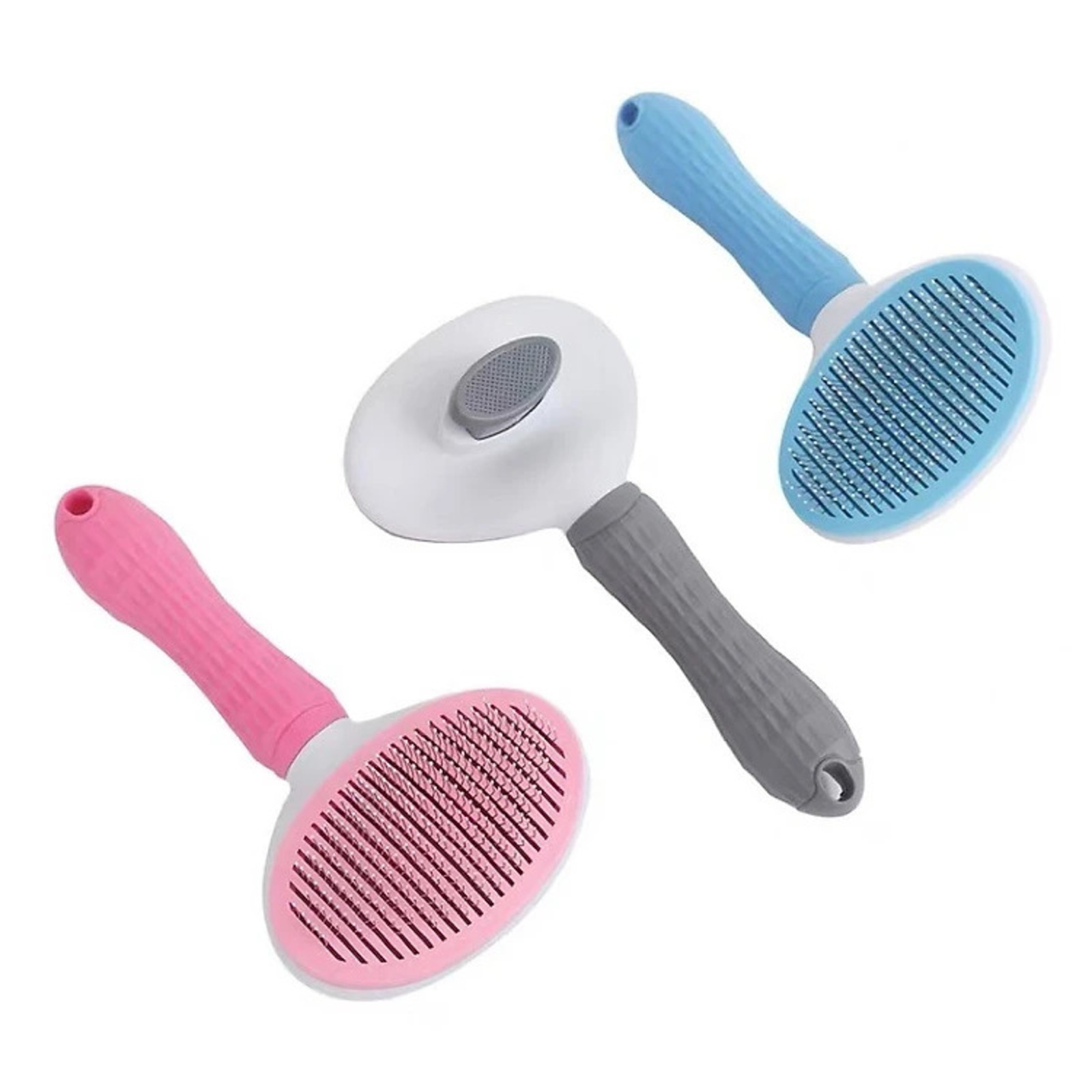 Lược OVAL Chải Lông Cho Chó Mèo Cao Cấp Có Nút Bấm Đẩy Lông Thừa